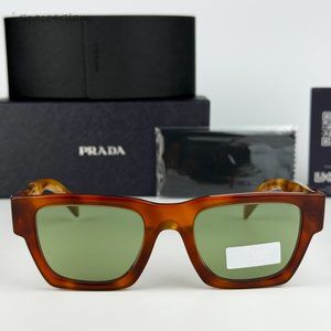 NEW Prada PRA06S 11P60C Cognac Tortoise Green Square Unisex Sunglasses PR A06S